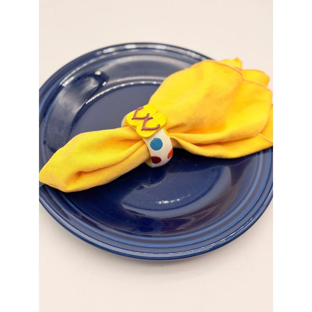 Vintage Style Flip Flop Napkin Rings Set of 4 Polka Dot Beach Summer Decor Multi